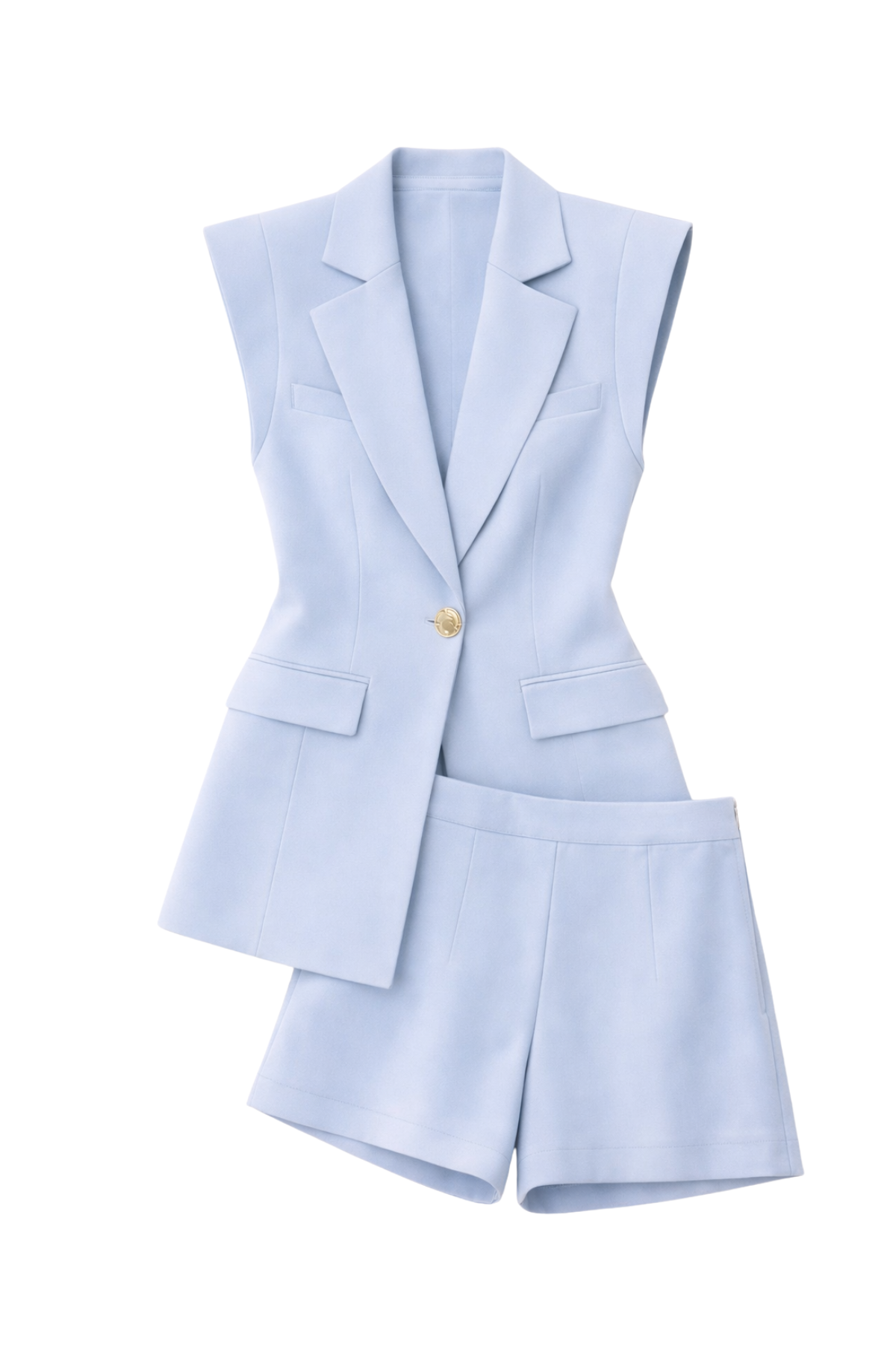 Powder Blue Tailored Vest & Shorts Co-ord Set