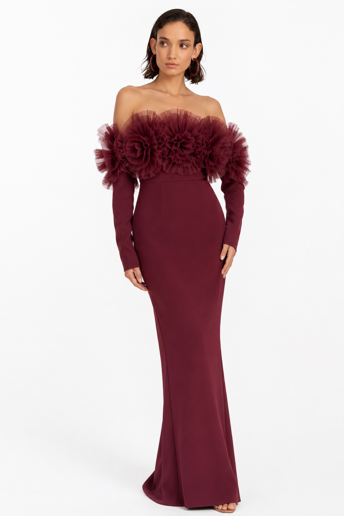 Tulle Bloom Off-shoulder Dress