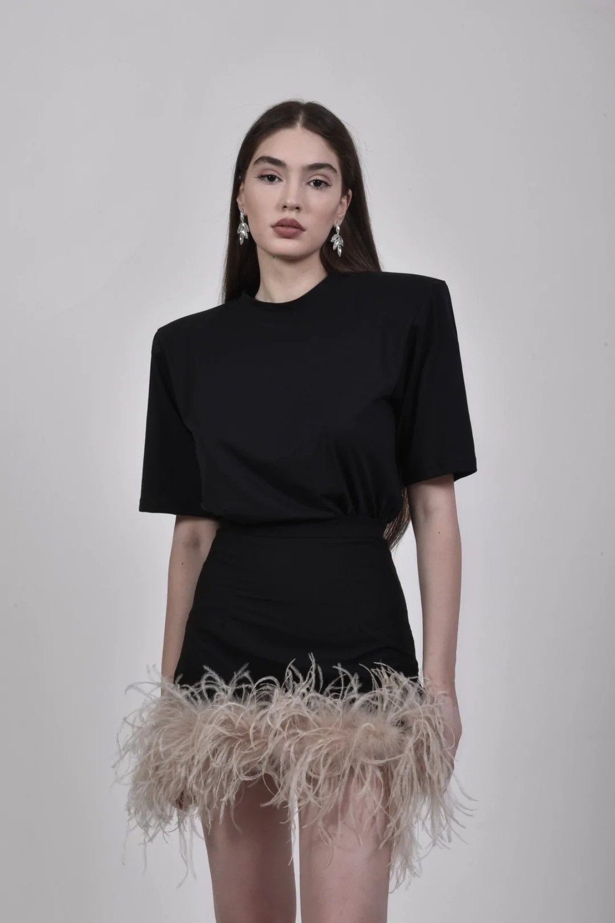 Noir Feather Black Dress