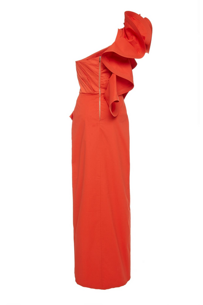 One-Shoulder Ruffle Midi Dress