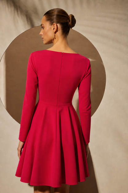 Red Embellished Fit & Flare Dress