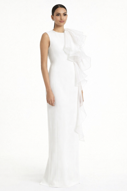Ivory Organza Ruffle Dress