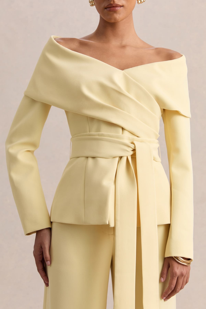 Butter Yellow Off-Shoulder Co-Ord Set