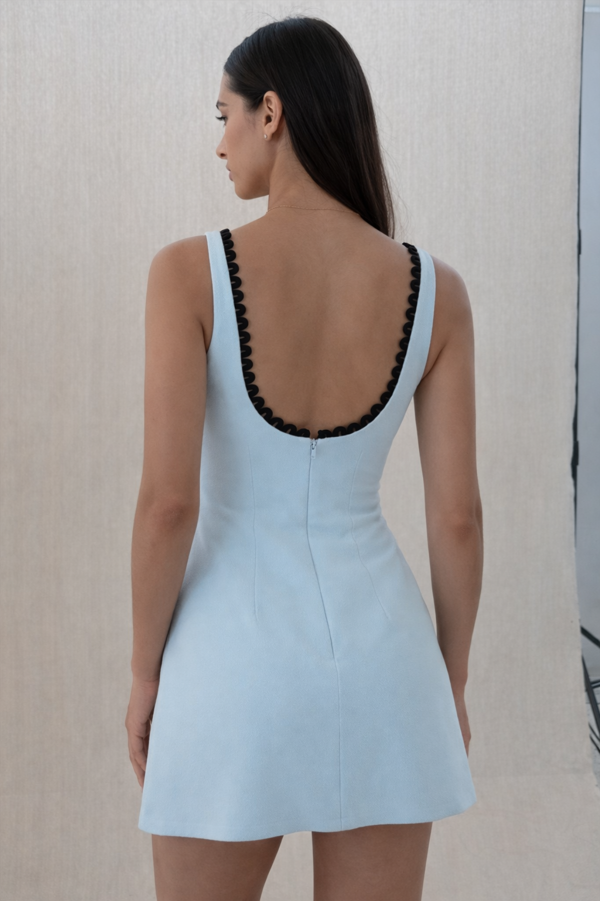 Powder Blue Floral Appliqué Mini Dress