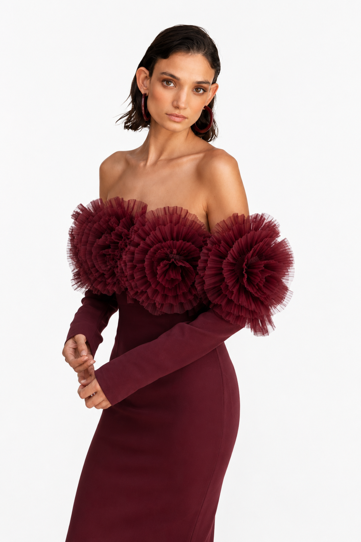 Tulle Bloom Off-shoulder Dress