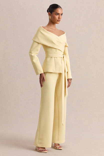 Butter Yellow Off-Shoulder Co-Ord Set