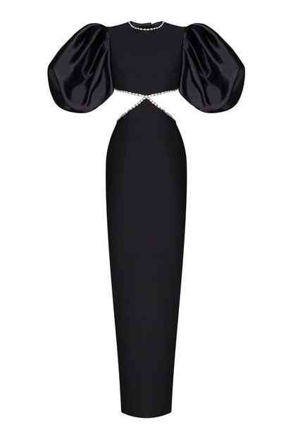 Black Cut-out Embellishment Dress