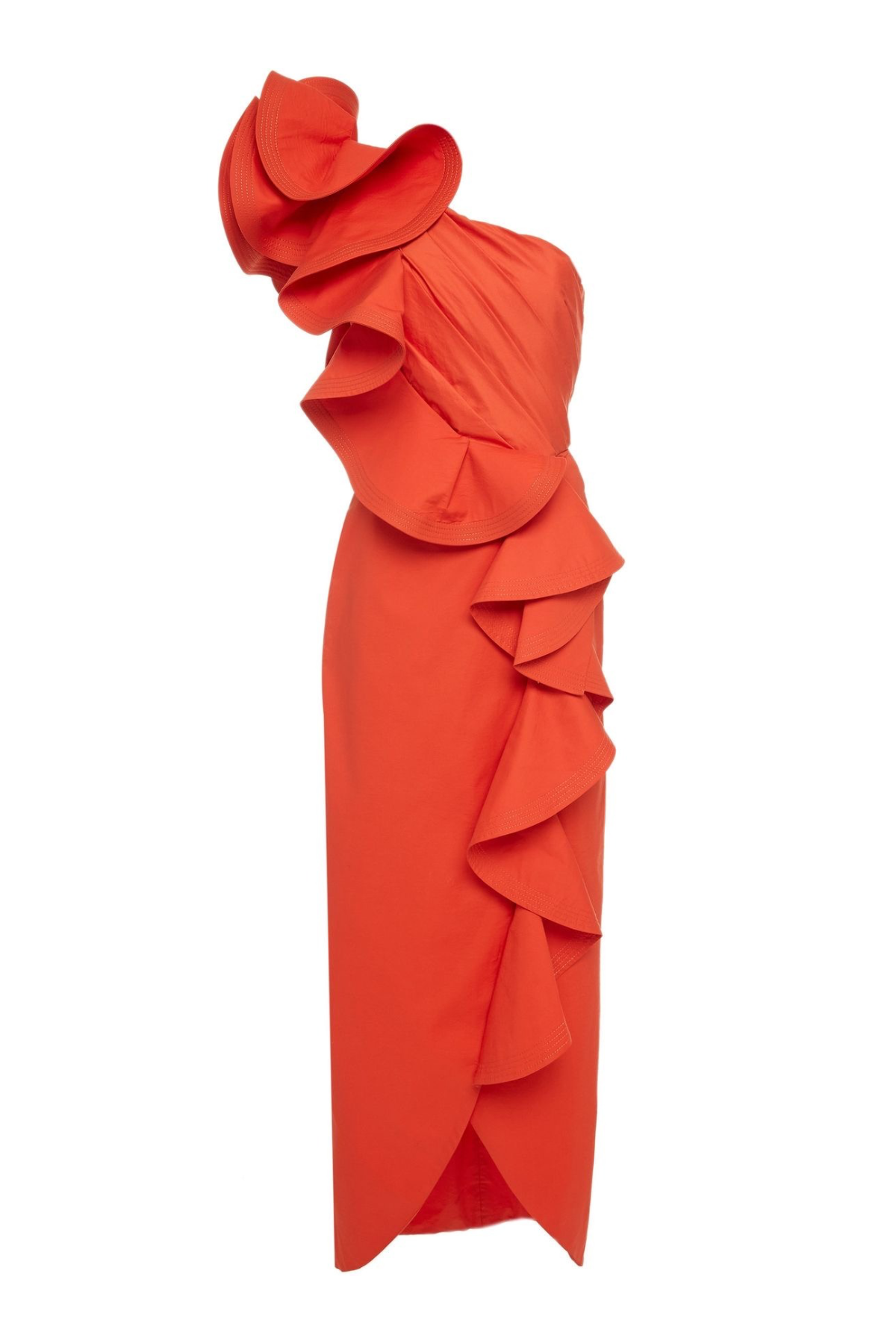 One-Shoulder Ruffle Midi Dress