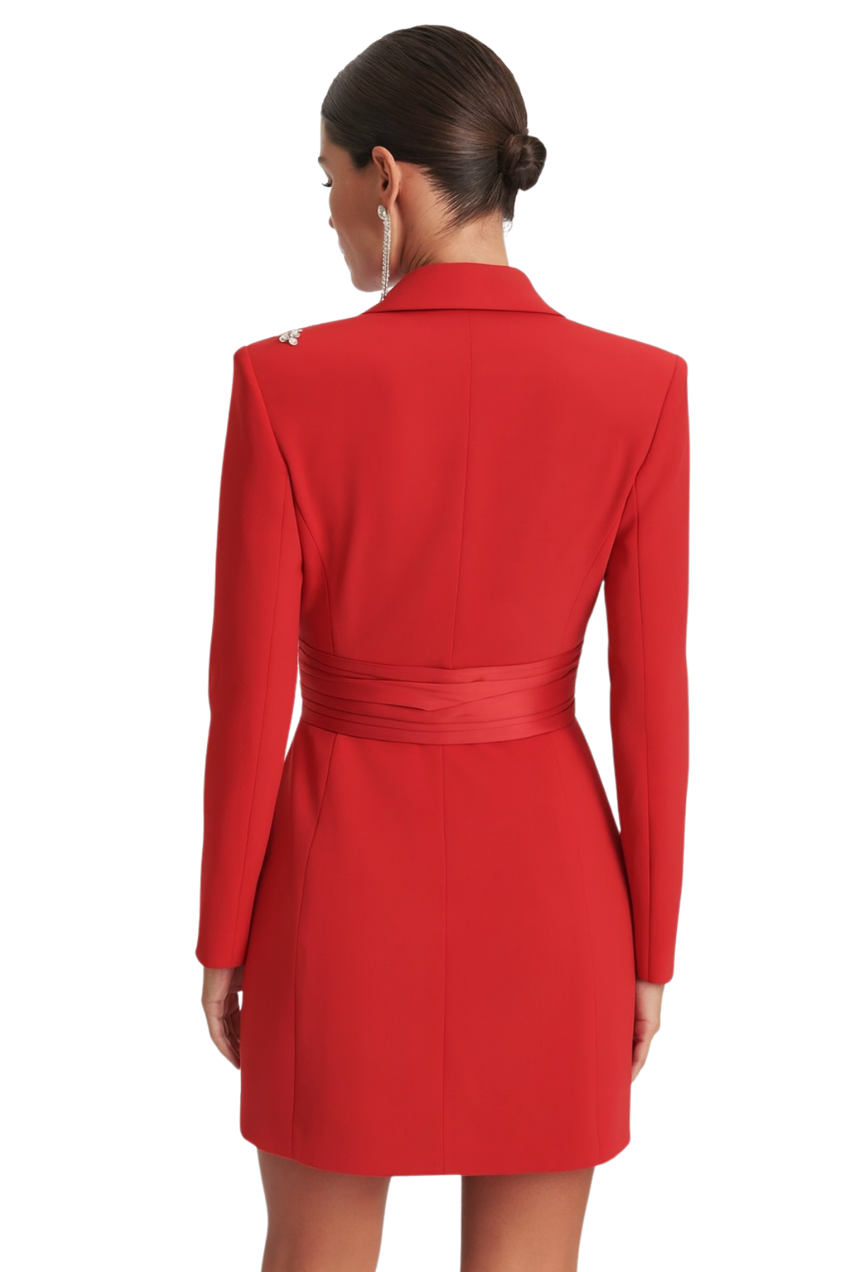 Red Majesty Embellished Waist-Tie Dress