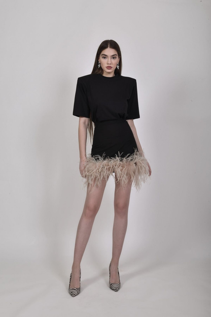 Noir Feather Black Dress