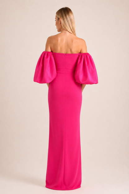 Fuchsia Pearl Embellished Luxe Gown