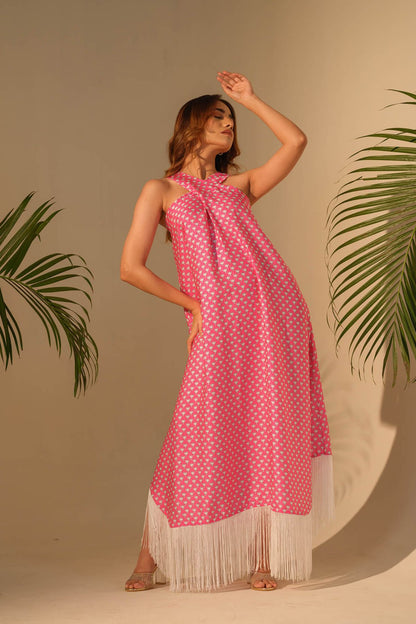 Gulabi Fringe Long Dress