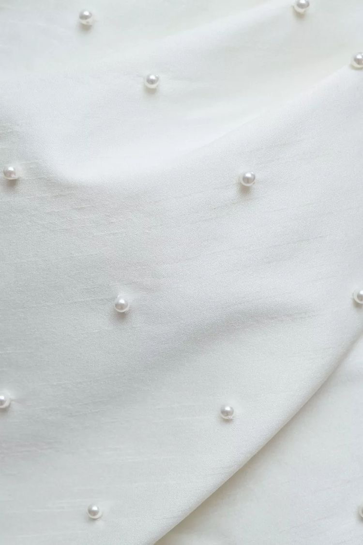 One-shoulder Pearl Embellished Dress